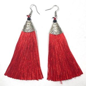 Orange Tassel Earring